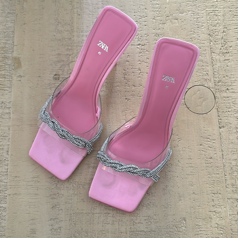 Pink Zara sparkle satin shoes